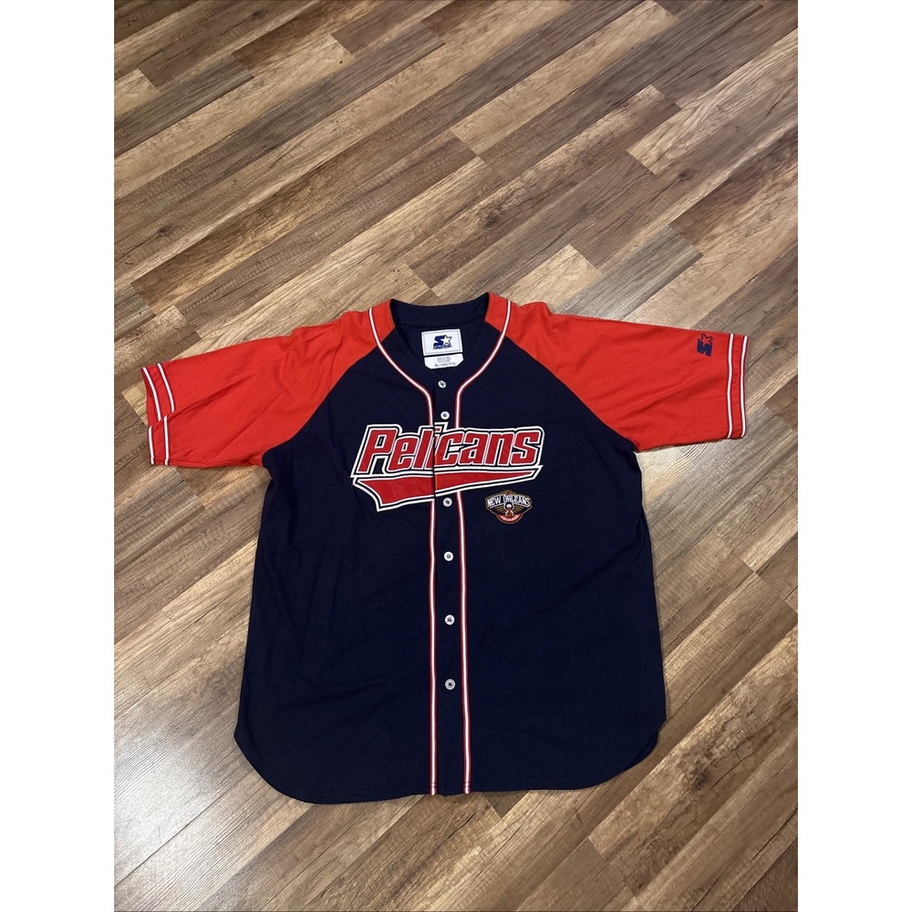 NEW ORLEANS PELICANS Starter Baseball Jersey RED & BLUE sewn Logos Big Man's 3x